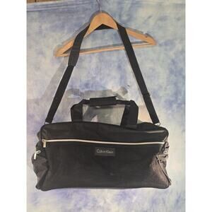 Calvin Klein Black Nylon Duffle Bag w/ Mesh Front Pocket & Shoulder Strap